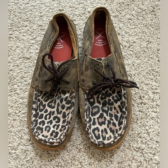 Twisted X Women's Cheetah Animal Print Driving Moccasins Size 11 Brown Outdoor - Picture 4 of 11